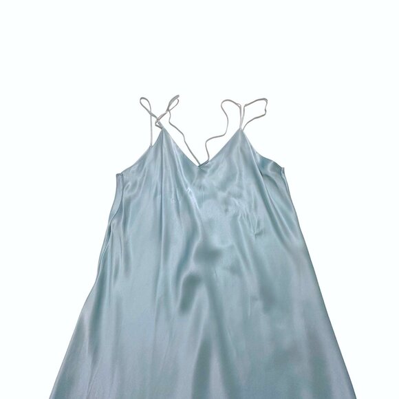 Vintage Vivine La Rinascente 100% Silk Slip Dress Light Blue Italy Size L - Picture 6 of 9